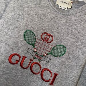Gucci Gray Kids Shirt with Tennis Design
